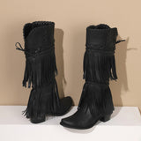 Women's Winter Tassel Cone Heel Chunky Heel Round Toe Elegant Vacation Vintage Boots