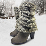 Women's Biker Snow Outdoor Daily Winter Chunky Heel Punk Vacation Vintage Faux Leather Faux Fur Boots