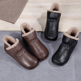 Women's Snow Embroidered Tassel Flat Heel Round Toe Classic Casual Minimalism Running Walking PU Zipper Boots