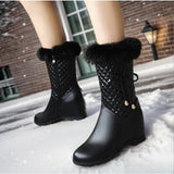 Women's Vintage Plush Classic PU Zipper Boots