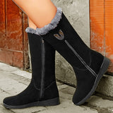 Women's Winter Buckle Zipper Flat Heel Wedge Heel Round Toe Vintage Plush Classic Faux Boots