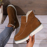 Women's Winter Platform Round Toe Plush Casual Comfort Faux Suede Loafer Boots