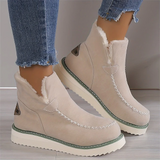 Women's Winter Platform Round Toe Plush Casual Comfort Faux Suede Loafer Boots