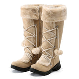 Women's Snow Waterproof  Vintage Casual Minimalism Faux Suede Lace-up Boots