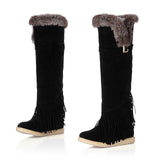 Women's Winter Outdoor Christmas Xmas Fleece Lined Knee High Heel Hidden Heel Fashion Plush Comfort Boots