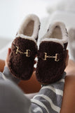 Women's Slippers with Fur Buckle Detail