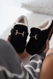 Women's Slippers with Fur Buckle Detail