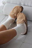 Women's Slippers with Fur Buckle Detail