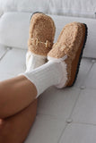 Women's Slippers with Fur Buckle Detail