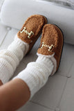 Women's Slippers with Fur Buckle Detail