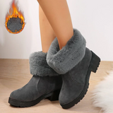 Women's Winter Chunky Heel Pointed Toe Elegant Fashion Minimalism Faux Fur Faux Suede Zipper Boots