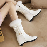 Women's Vintage Plush Classic PU Zipper Boots