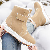 Women's Winter Wedge Heel Round Toe Fashion Plush Casual Suede Elastic Band Boots