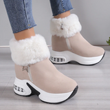 Women's Winter Zipper Wedge Heel Round Toe Comfort Faux Suede Zipper Boots