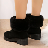 Women's Winter Chunky Heel Pointed Toe Elegant Fashion Minimalism Faux Fur Faux Suede Zipper Boots