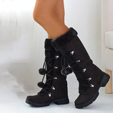 Women's Snow Waterproof  Vintage Casual Minimalism Faux Suede Lace-up Boots