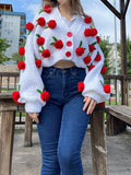 Rose Flower Sweater Knitted Cardigan