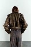 Washed Faux Leather Jacket