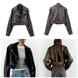 Washed Faux Leather Jacket