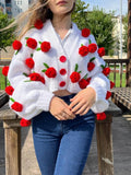 Rose Flower Sweater Knitted Cardigan