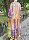 Watercolor Flower Shirt Long Dress