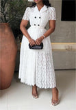 White Lace Elegant Midi Dress