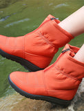 Women's Snow Waterproof Winter Zipper Flat Heel Round Toe Plush Comfort Boots