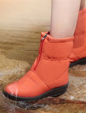 Women's Snow Waterproof Winter Zipper Flat Heel Round Toe Plush Comfort Boots