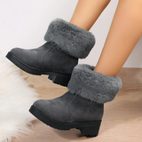 Women's Winter Chunky Heel Pointed Toe Elegant Fashion Minimalism Faux Fur Faux Suede Zipper Boots