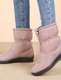 Women's Snow Waterproof Winter Zipper Flat Heel Round Toe Plush Comfort Boots