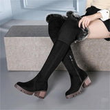 Women's Snow Party Outdoor Daily Solid Color Fleece Lined Knee High Boots