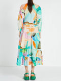 Ruffle Neck Rainbow Maxi Dress