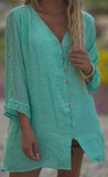 Solid Color V-Neck Loose Shirt