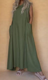 Solid Color Sleeveless Pocketed Long Dress