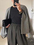 Short V-Neck Woolen Cardigan