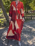 Red Printed Loose Dress