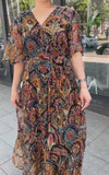 Vintage Printed Chiffon Dress