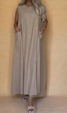 Solid Color Sleeveless Pocketed Long Dress