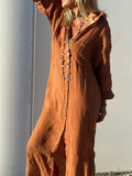 Solid Color Linen Shirt Dress