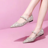 Women's Point-toe Rhinestone Flats