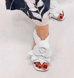 White Rose Heeled Sandals