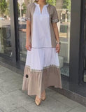 White Khaki Maxi Dress