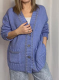 Silver Trimmed Sweater Jacket Blue