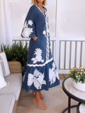 Printed Long Sleeves Maxi Dress