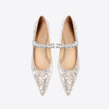 Women's Point-toe Rhinestone Flats