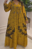 Yellow Embroidered Loose Dress