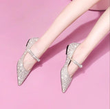 Women's Point-toe Rhinestone Flats