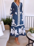 Printed Long Sleeves Maxi Dress