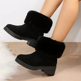 Women's Winter Chunky Heel Pointed Toe Elegant Fashion Minimalism Faux Fur Faux Suede Zipper Boots