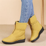 Women's Snow Waterproof Winter Zipper Flat Heel Round Toe Plush Comfort Boots